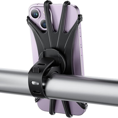 VUP Bike Phone Mount, Universal Bike Cell Phone Holder, 360° Rotatable, Silicone Bicycle Phone Mount Compatible with iPhone 15/14/13/Pro Max/Pro/mini/12/11/Xs/Max/Xr/X/7/8/Plus, 4.0''~6.7'' Cellphones