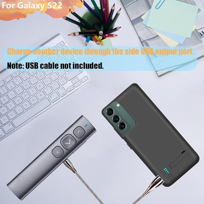 Sitong Upgraded Battery Case for Samsung Galaxy S22, 4800mAh Rechargeable Extended Battery Charging Charger Case, Add 100% Extra Juice (6.1 Inches) Black