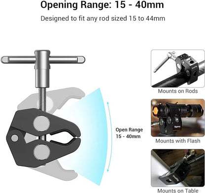 SMALLRIG Super Clamp w/ 1/4" and 3/8" Thread and 5.8 Inches Adjustable Friction Power Articulating Magic Arm with 1/4" Thread Screw for LCD Monitor/LED Lights - KBUM2730