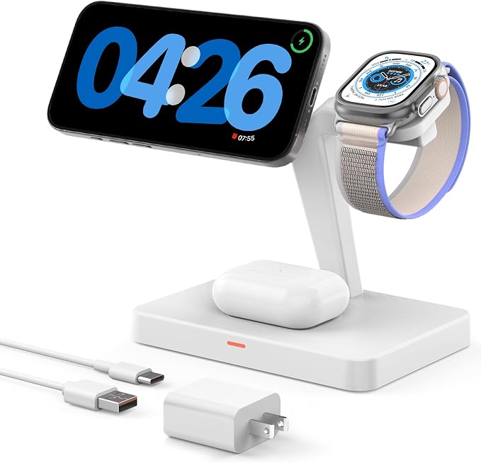 Magnetic Wireless Charger for Apple Devices: CIYOYO 3 in 1 Charging Station for iPhone 16/15/14/13 Pro Max Fast Charger Stand 15W for iWatch 10/9/8/7/Ultra 2/SE AirPods Pro/4/3/2