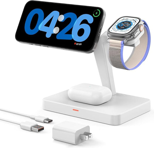 Magnetic Wireless Charger for Apple Devices: CIYOYO 3 in 1 Charging Station for iPhone 16/15/14/13 Pro Max Fast Charger Stand 15W for iWatch 10/9/8/7/Ultra 2/SE AirPods Pro/4/3/2