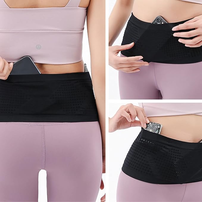Running Belts, Slim Fanny Pack and Moisture Wicking Waist Pack, Travel Money Belt With 4 Security Pocket, for Storage Phone, Passport Holder, Running Walking Accessories for Women