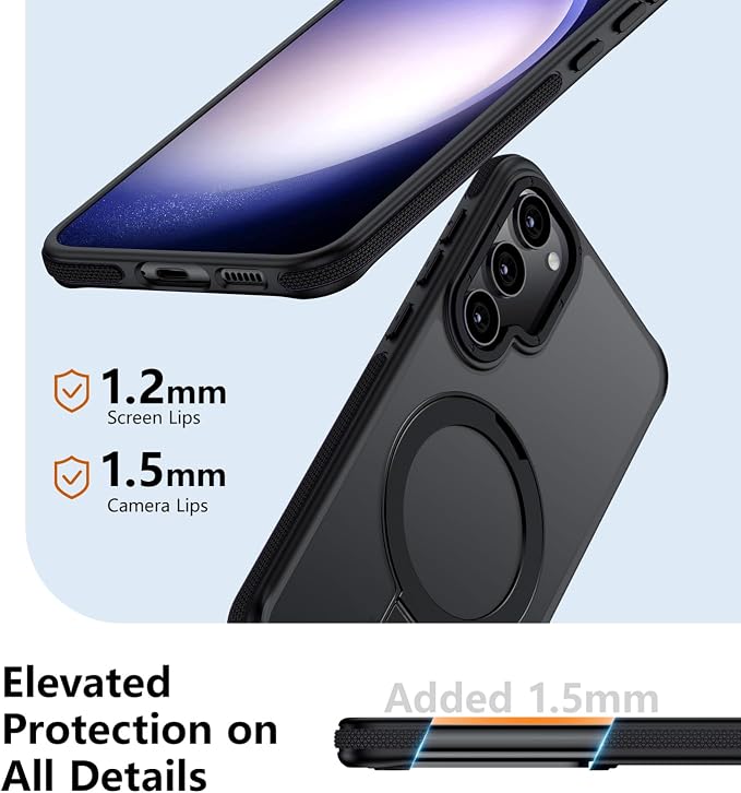 for Samsung Galaxy S23 Plus Case, Magnetic Adjustable Ring Stand [Fit for Magsafe], [Military-Grade Shockproof Protection] Phone Case with Kickstand&Ring Holder (Black)