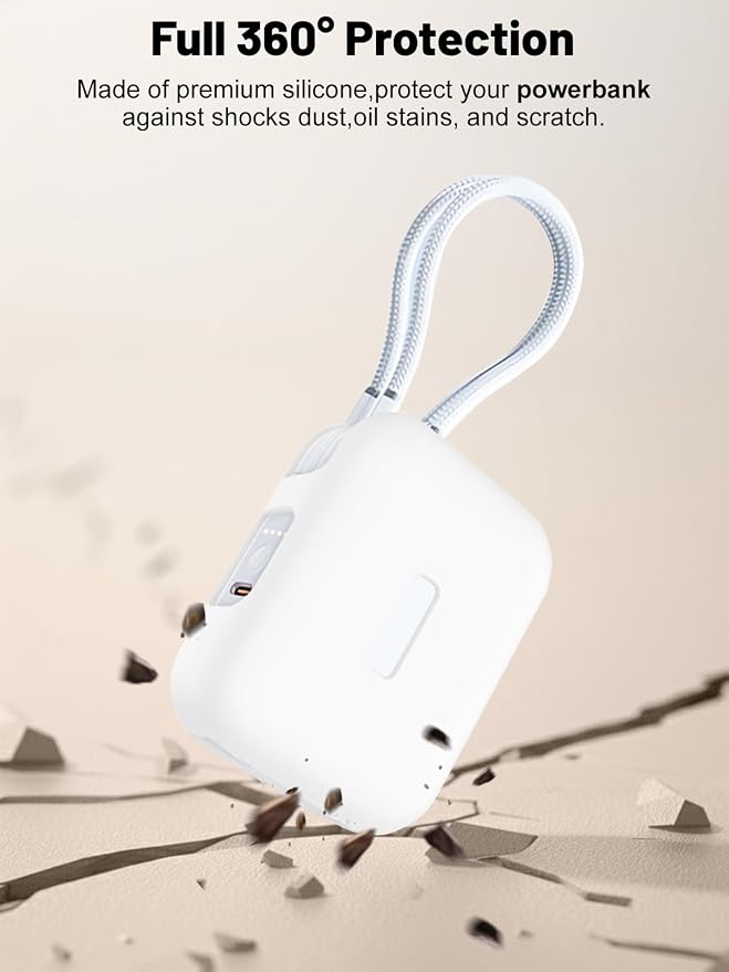 Silicone Protective Case Compatible with TORRAS EasyGo Power Bank 45W Ultra-Fast Charging 10000mAh, Full-Body Protective Cover with Precise Cutouts, Shockproof & Scratch-Resistant Sleeve (White)
