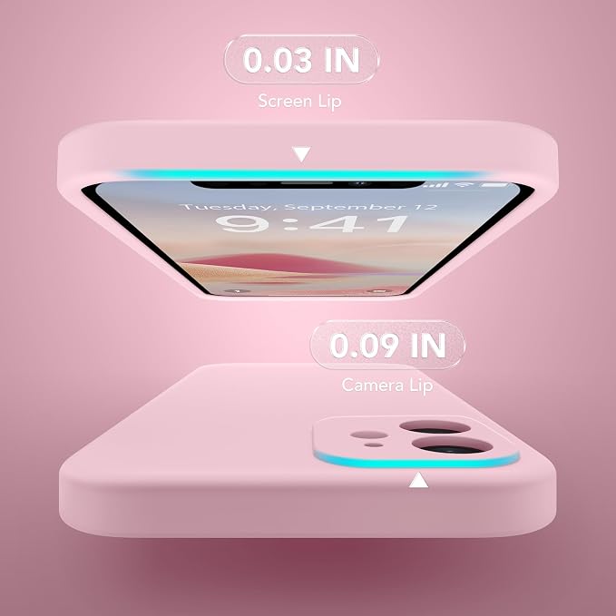 Magnetic for iPhone 12 Case, Compatible with MagSafe, [Full Camera Protection][Screen Protector] Silicone Shockproof Protective Phone Case for iPhone 12 6.1", Chalk Pink