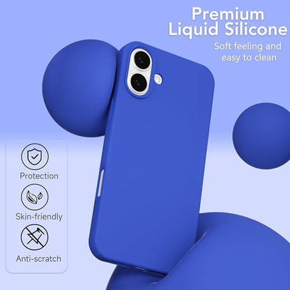 for iPhone 16 Plus Case Silicone Compatible with Magsafe Case, Ultra Slim Thin Magnetic Phone Cases Mag Safe, Cute Soft Rubber Gel TPU Matte Plain Wireless Charging Cover for Women, Royal Blue