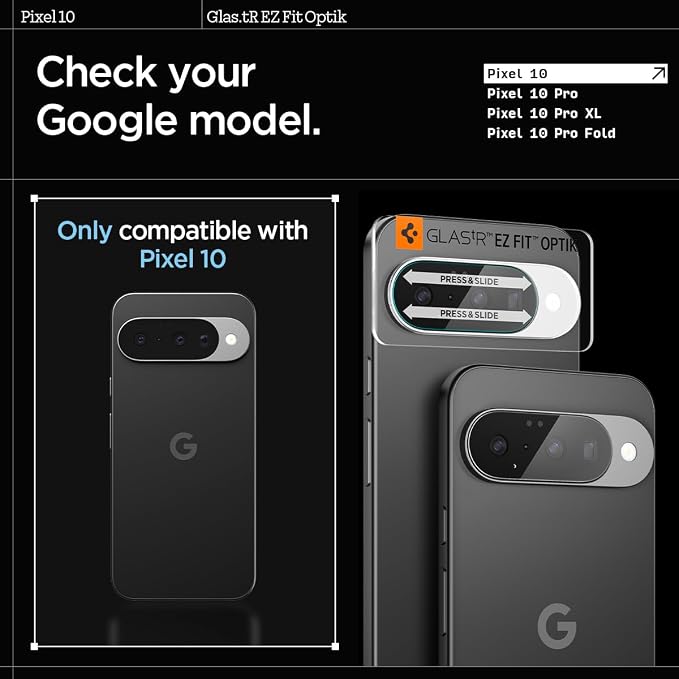 Spigen Camera Lens Screen Protector [Glas.tR EZ Fit Optik] Designed for Pixel 10 [Case Friendly] - 2 Pack