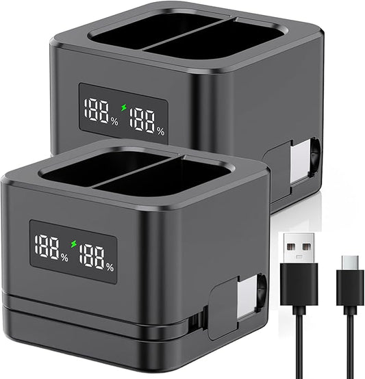 2 Pack Upgraded, Batteries Charger,A Charger Compatible with Ring Batteries,LED Digital Display,Dual Charging,for Doorbell Camera 2/3/4,3Plus, Spotlight Camera and Stick Up Cam