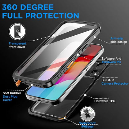 AICase for iPhone 16 Pro Case Waterproof, Clear Water Proof Built-in Screen Protector Shockproof Dustproof Snowproof Full Body Rugged Underwater Phone Case with Lanyard