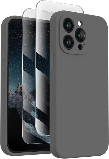 FireNova Designed for iPhone 15 Pro Case, Silicone Upgraded [Camera Protection] Phone Case, Soft Anti-Scratch Microfiber Lining Inside, 6.1 inch, Space Gray