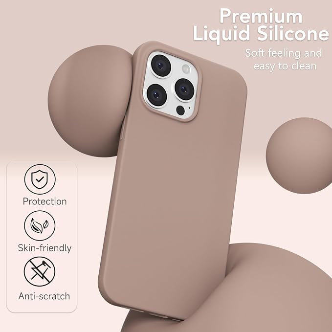 for iPhone 15 Pro Max Case Silicone Compatible with Magsafe Case, Ultra Slim Thin Magnetic Phone Cases Mag Safe, Cute Soft Rubber Gel TPU Matte Plain Wireless Charging Cover for Women, Brown
