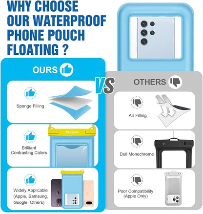Rynapac Waterproof Phone Pouch Floating - 10in Waterproof Phone Case for Beach Essentials, IPX8 Underwater Cellphone Holder with Lanyard for iPhone 16 15 14 Pro Max, Galaxy 24 23 Ultra (1 Pack)