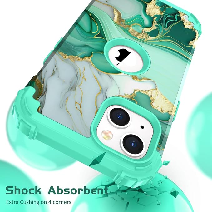 Hocase for iPhone 14 Plus Case, Heavy Duty Shockproof Protection Soft Silicone Rubber+Hard Plastic Bumpers Hybrid Protective Case for iPhone 14 Plus 6.7" 2022 - Mint Green
