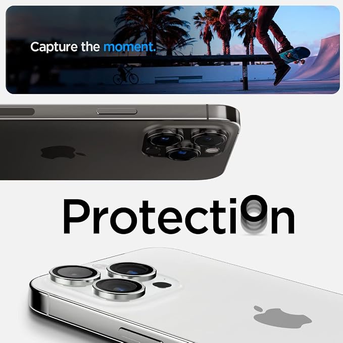 Spigen Camera Lens Screen Protector [GlasTR EZ Fit Optik Pro] Designed for iPhone 15 Pro Max/iPhone 15 Pro/iPhone 14 Pro Max/iPhone 14 Pro [Case Friendly] - Silver [2 Pack]