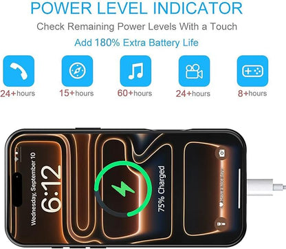 Battery Case for iPhone 17 Pro Max, 12000mAh Protective Charging Case with Wireless Charging Compatible with iPhone 17 Pro Max (6.9 inch) Rechargeable Battery Pack Charger Cover with Carplay (Black)