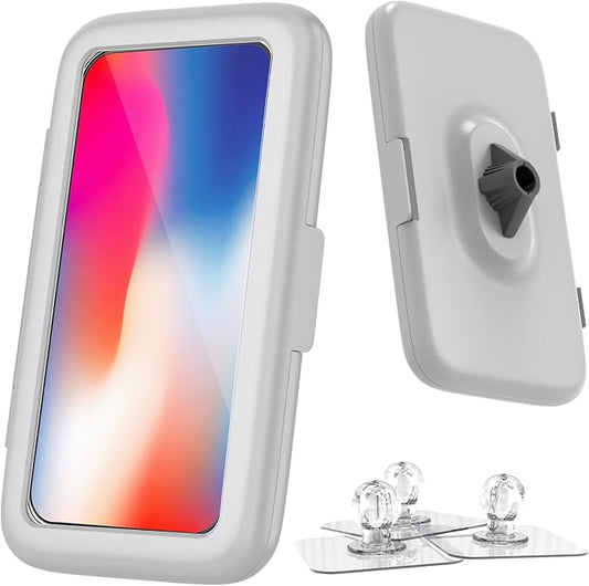 Waterproof, Upgraded IPx6 Wall Mount, 480° Rotation, HD Touchscreen, Ideal for 4-7” Smartphones - Perfect Shower Accessories-Grey
