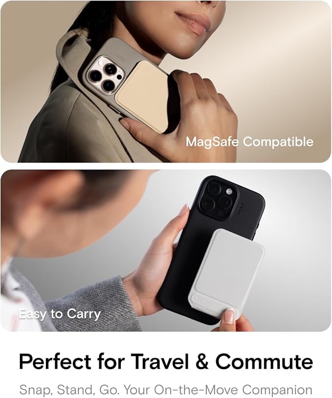 MOFT Phone Tripod Stand Selfie Stick for iPhone, Multi-Angles iPhone Stand, Lightweight & Portable Phone Holder, Strong Magnets, MOVAS Vegan Leather, Travel Essentials, Cement (Without Card Slot)