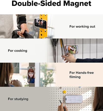 Ringke Dual Magnetic Smart Ring [Compatible with MagSafe] Phone Grip, Dual-Sided Powerful Magnet, 3-Tier Foldable Kickstand 0.17 Inch Slim Holder for Gym, iPhone, Galaxy, Pixel - Black