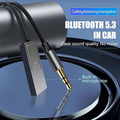 Bluetooth Aux Adapter for Car USB Aux Bluetooth 5.3 Adapter with 3.5mm Audio Jack kit with Built-in Microphone Input for Hands-Free Calls Compatible with Car Speaker and Home Audio(T21)
