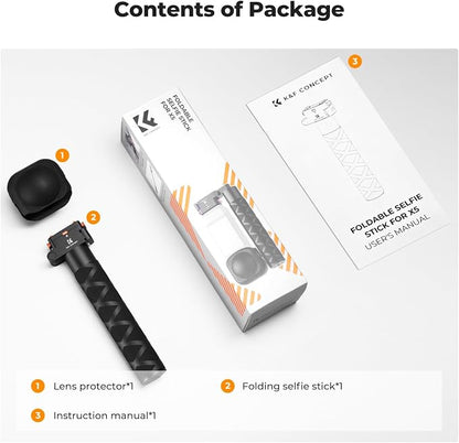 K&F Concept Upgrade Magnetic Quick Release Foldable Selfie Stick Compatible with Insta360 X5, 89cm/35inch Aluminum Alloy Extension Invisible Pole, Adjustable Handle Grip with Safety Lock for X4 Air