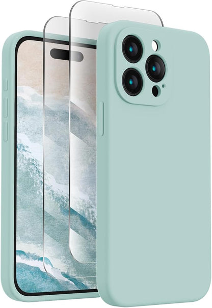FireNova Designed for iPhone 15 Pro Case, Silicone Upgraded [Camera Protection] Phone Case, Soft Anti-Scratch Microfiber Lining Inside, 6.1 inch, Mint Green