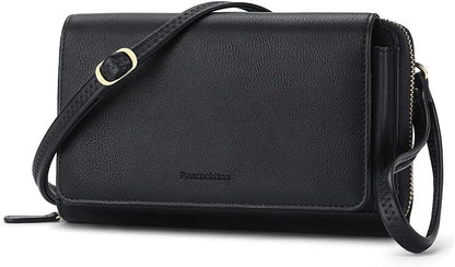 Peacocktion Crossbody Bags for Women RFID Wristlet Wallets Travel Vegan Leather Small Clutch Purses with Phone Pocket Zipper