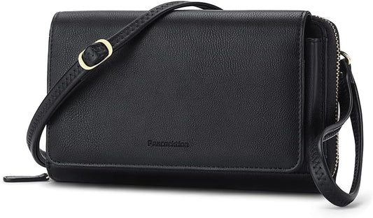 Peacocktion Crossbody Bags for Women RFID Wristlet Wallets Travel Vegan Leather Small Clutch Purses with Phone Pocket Zipper