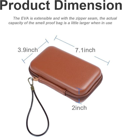 Portable Hard Shell Travel Organizer Case, Waterproof Shockproof Electronics Carrying Case for Tech Gadgets, 7.1x3.9 inch Brown, Purse-Friendly for Everyday Carry & On-the-Go (Case Only)