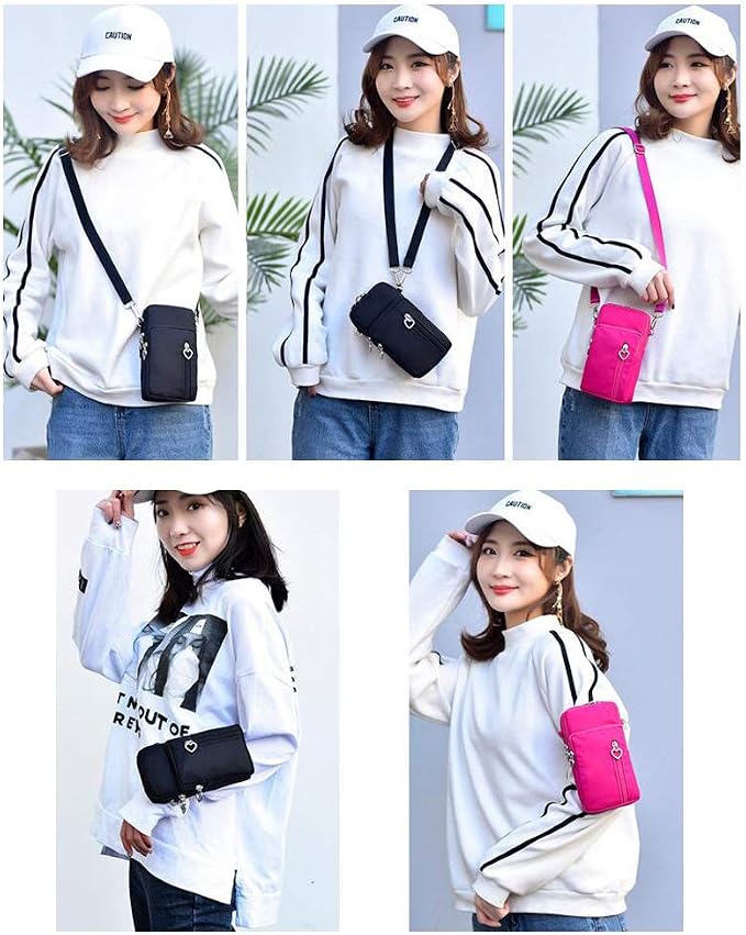 Women Nylon Cell Phone Purse Travel Crossbody Bag Wristband Sport Armband Wallet for Galaxy S10 Plus S9 Plus A50 A7 J7 Star J7 J7 Pro J4, Moto G7 Z4 Z3 G6 E5 Play, HTC U12+, OnePlus 9 (2 Pcs, Blue)