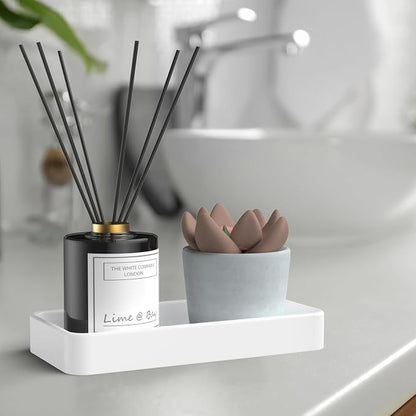 Gurygo 2 Pack 8" Ceramic Vanity Tray - Kitchen Tray for Soap Bottles - Small Rectangular Vanity Tray for Bathroom - Vanity Trays for Bathroom - Kitchen Soap Dispenser Tray,White