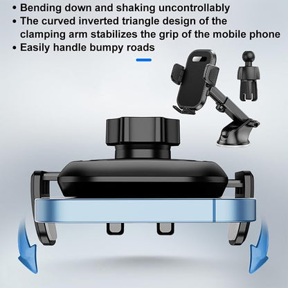 HZEL Car Phone Holder, 2 in 1 Automotive Air Vent Cellphone Stand Mount for Dashboard Windshield, Adjustable Vehicle Interior Smartphone Cradle, Universal for SUV Sedan Trucks(Twill)