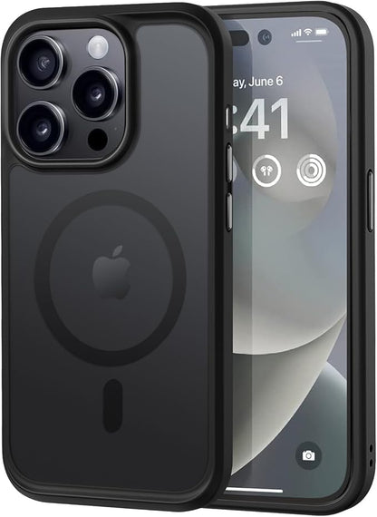 MOCCA Strong Magnetic for iPhone 14 Pro Case, [Compatible with Magsafe][13FT Military Drop Protection] Slim Translucent Matte Shockproof Case for iPhone 14 Pro Phone Case 6.1'', Black