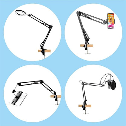 Replacement Heavy Duty C Clamp for 1/2” Base Magnifying Lamp,Desk Lamp,Swing Arm Lamp,Phone I pad Mount,Tablet Mic Holder,Table Mount Clamp for Microphone Stand Mic Boom Arm (Metal Black)