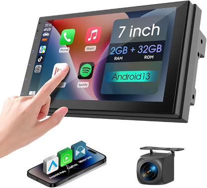 7 inch Car Stereo Double Din Radio with Carplay&Android Auto,Bluetooth,Channel RCA,Backup Camera,SWC,FM/AM|Apple Carplay Radio Screen for Car Audio Receivers|HD Touchscreen Car Audio Receivers