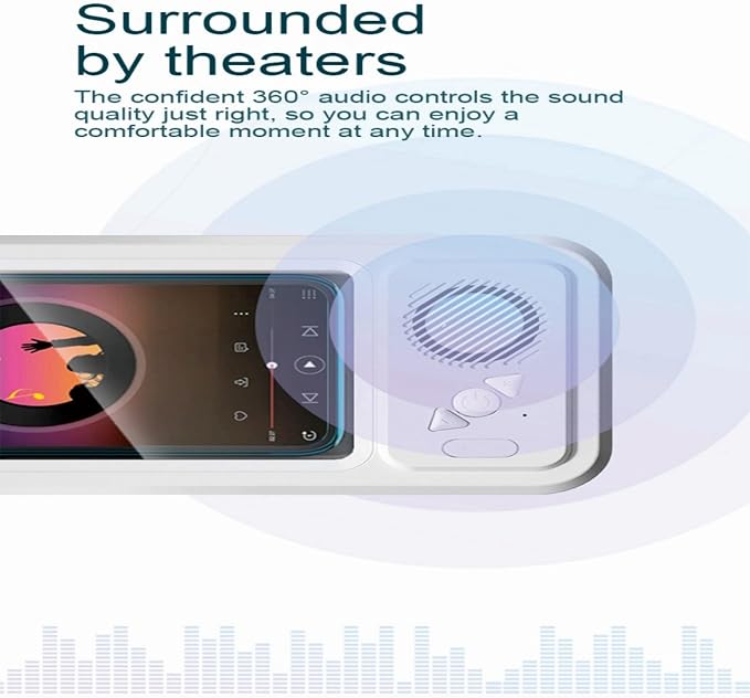 Shower Phone Holder Waterproof with Bluetooth Speaker | 2026 New IPX6 Anti-Fog, 480° Rotatable | Bathroom Case with Speaker Holes | Fits 4-7" Cell Phones & iPhone | Bathroom Wall Mirror
