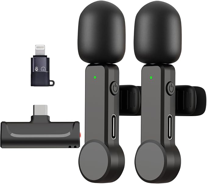Wireless Lavalier Microphone for iPhone 15 Android iPad - Cordless USB-C Mic for Video Recording Vlog, Crystal Clear Sound, Noise Reduction
