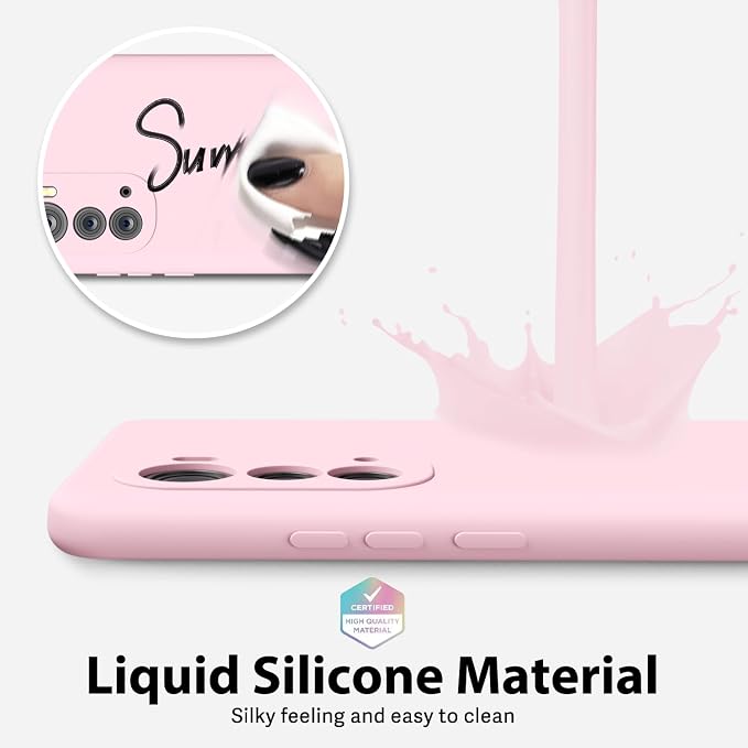 oakxco for Motorola Edge 2022 Phone Case Liquid Silicone Grip Bumper, Cute Thin Slim Soft Rubber TPU Plain Smooth Gel Cover for Women Girl Aesthetic, Matte Solid Protective & Shockproof, Pink Sand