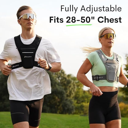 ZelaFit™ Running Phone Holder Vest for Women & Men – Lightweight Running Gear and Everyday Running Essentials – Chest Rig Phone Holder for Running (Black)