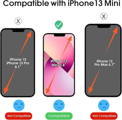 amFilm OneTouch Glass Screen Protector Compatible with iPhone 13 Mini 5.4" 2021 with Easy Installation Kit, Full Coverage Case Friendly, Tempered Glass, 2 Pack