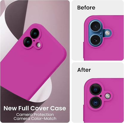 FireNova Designed for iPhone 16 Plus Case, Silicone Upgraded [Camera Protection] Case, Soft Anti-Scratch Microfiber Lining Inside, 6.7 inch, Dark Fuchsia