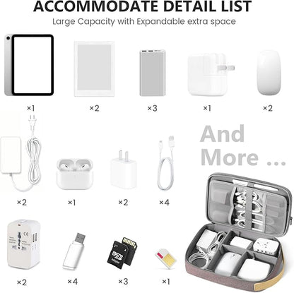 Travelkin Cord Organizer Travel, Cable Organizer For Electronic Accessories | Expandable electronics organizer,Charger organizer case, Large capacity travel case for Card,Usbs, travel essentials