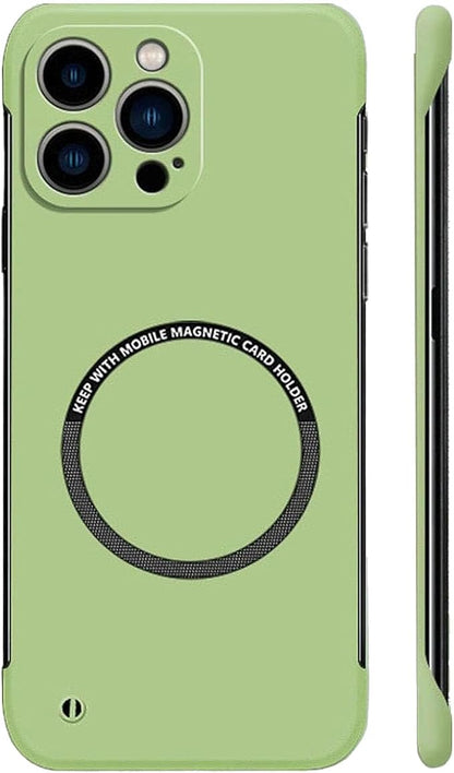 Ultra Thin Hard Pc Magnetic Frameless Case, Compatible with Magsafe and Wireless Charging, for iPhone 16/15/14/13/12/11ProMax (Green,for iPhone 12)