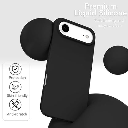for iPhone 17 Air Case Silicone Compatible with Magsafe Case, Ultra Slim Thin Magnetic Phone Cases Mag Safe, Cute Soft Rubber Gel TPU Matte Plain Wireless Charging Cover for Women, Black