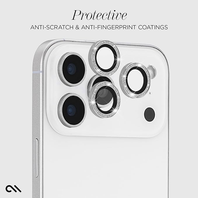 Case-Mate Camera Lens Protector with Aluminum Twinkle Rings for iPhone 17 Pro Max/iPhone 17 Pro - Double Tempered Glass, Anti-Scratch - Ultra HD View with Night Shooting, Case Friendly, Easy Install