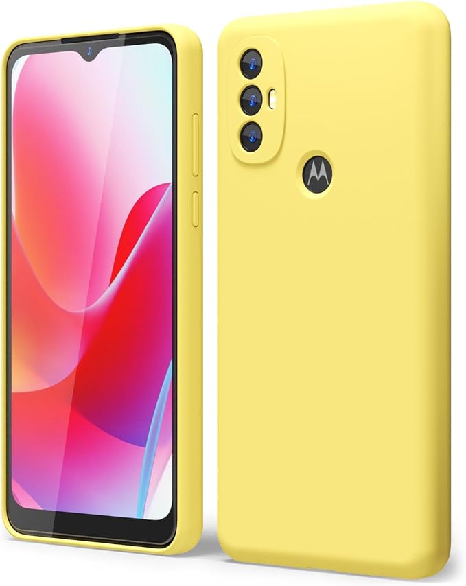 oakxco for Motorola Moto G Power 2022 Phone Case/Moto G Play 2023 Phone Case Liquid Silicone, Thin Slim Soft Rubber Gel TPU Plain Simple Cover for Women, Matte Solid Color,Yellow