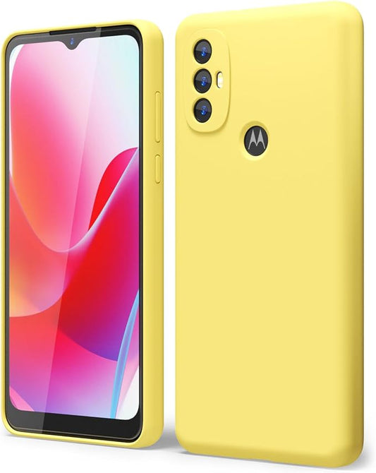oakxco for Motorola Moto G Power 2022 Phone Case/Moto G Play 2023 Phone Case Liquid Silicone, Thin Slim Soft Rubber Gel TPU Plain Simple Cover for Women, Matte Solid Color,Yellow