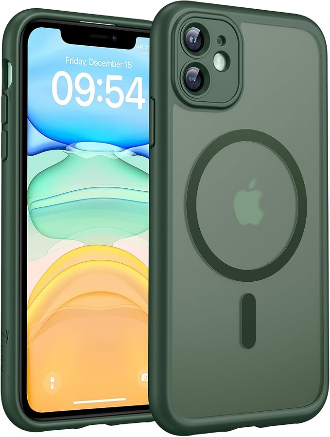 TOCOL for iPhone 11 Case, Compatible with Magsafe, Full Camera Protection, Built-in Magnets, Drop Protection, Translucent Matte Phone Case for iPhone 11 6.1 inch (Alpine Green)