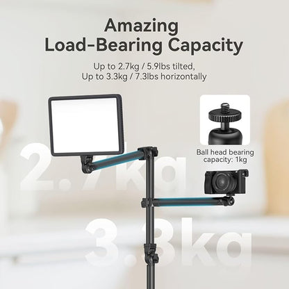 SMALLRIG Overhead Camera Mount, Camera Desk Mount Stand with Flexible Arm, 360° Rotatable Ball Head, DSLR Boom Arm Tabletop C Clamp for Photography Videography Live Stream - 4456