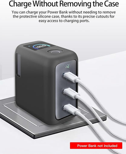 Silicone Case for Anker 160W 3-Port Compact USB C GaN Charger Block,Full-Body Protective Cover for Anker Prime Charger,Precise Port Cutouts (Case Only) Black