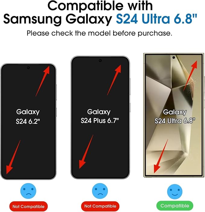 amFilm Auto-alignment OneTouch for Samsung Galaxy Screen Protector + Camera Lens Protector, Tempered Glass, 30 seconds Installation, Bubble Free, Case Friendly, Anti-Scratch [2+2 Pack] (S24U-6.8")
